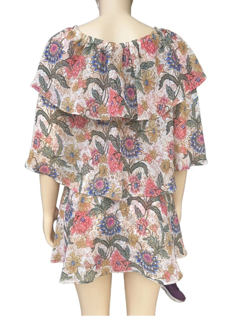 Show Me Your MuMu Women’s Floral Tiered Romper Shorts in Pink, Blue, Brown